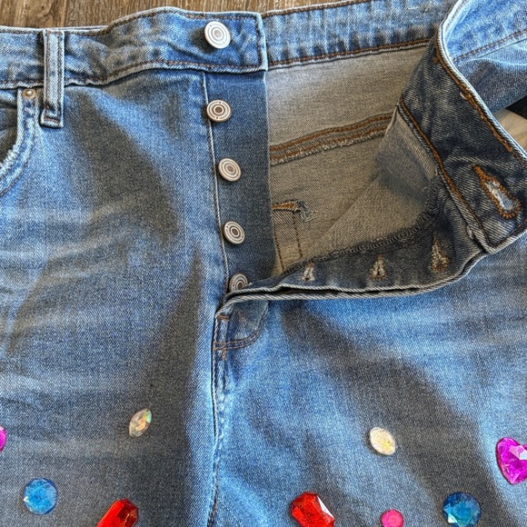 No Boundaries High Rise Blue Jeans with Colorful Embellishments - Picture 5 of 5